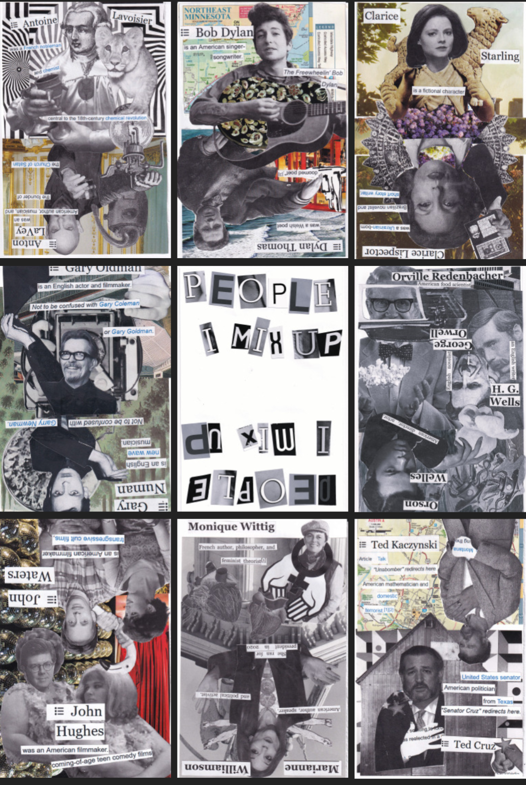The cover of the zine People I Mix Up with a collage cover.